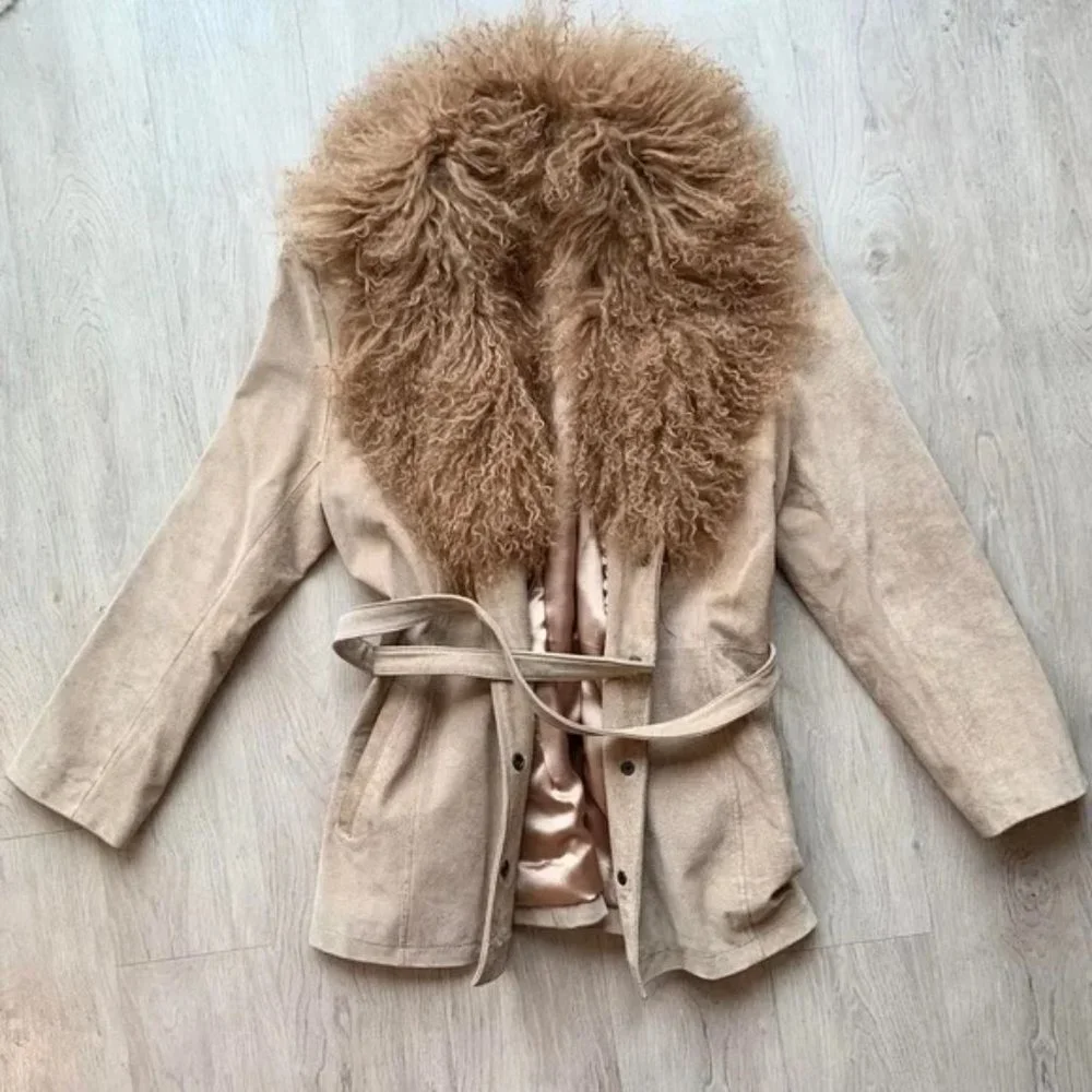 Wilson’s Leather Maxima Jacket w/ Mongolian Lamb Collar - Picture 1 of 4
